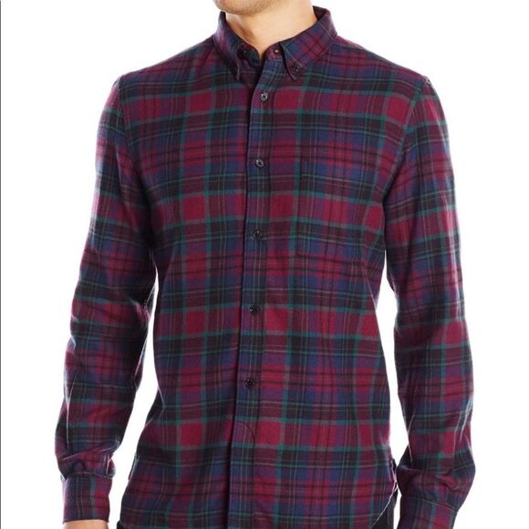 New French Connection Button Down Collar Shirt L Large Red - Picture 1 of 8